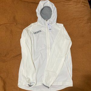 HOKA Full Zip Wind Jacket, White, Men's Medium
